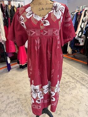 Vintage Anthony Richards Burgundy Floral Midi Dress/Mu Muu